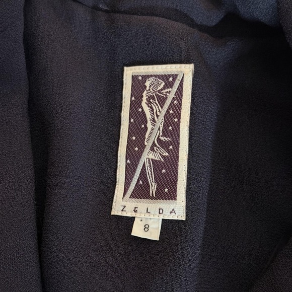 Vintage Zelda Blazer Sz 8 Navy Black Beaded Embroidered Long Evening Jacket 90s - Picture 13 of 16